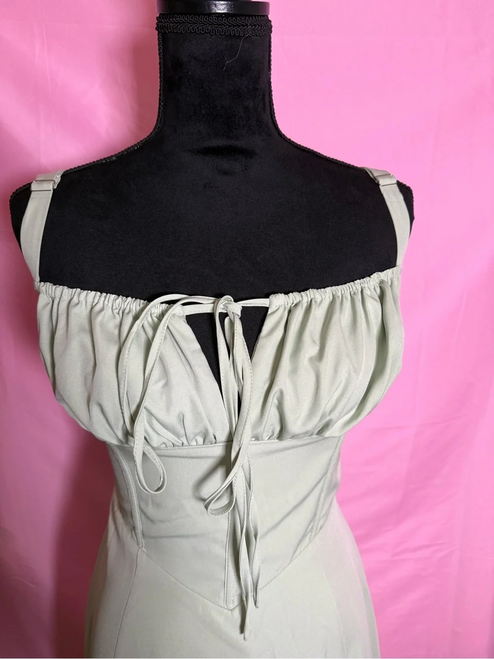 Women’s Sleeveless Corset-Style Maxi Dress in Sage Green